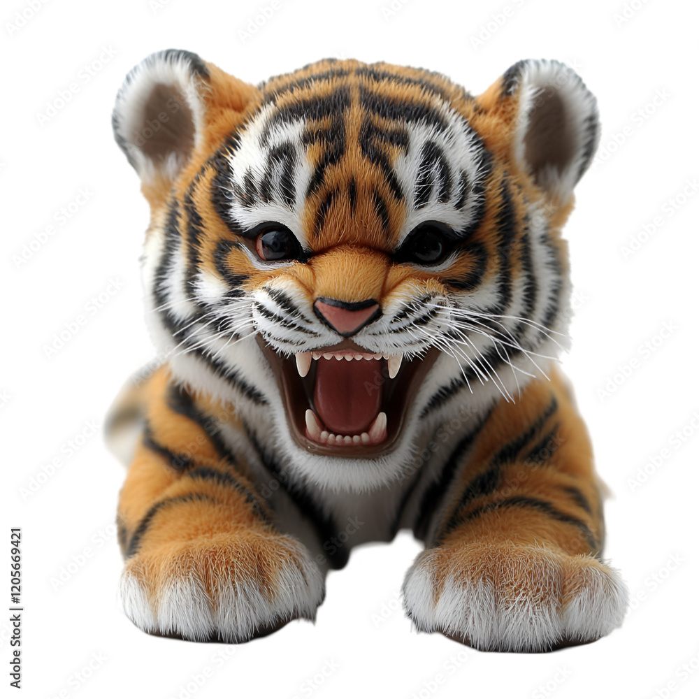 Fototapeta premium tiger 3D with a funny face isolate