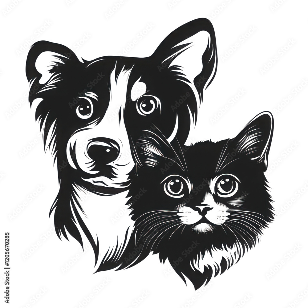 Abstract Design of Dog and Cat Heads Isolated Abstract Design of Dog and Cat Heads Isolated