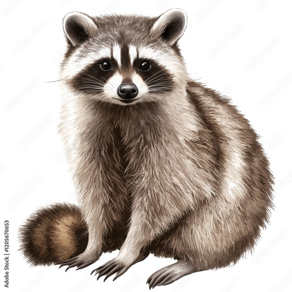 Obraz premium Realistic Illustration of an Isolated Raccoon