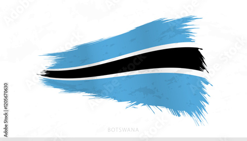 Botswana National Flag with Textured Brush Strokes.
