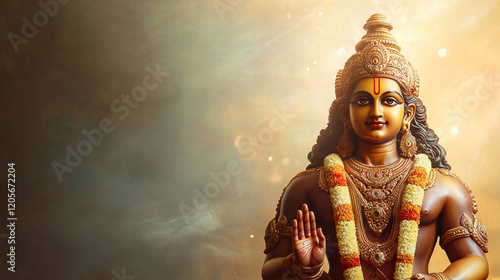 lord god Kartikeya (Murugan, Subrahmanya) seated with his Vel and peacock, Happy Thaipusam background photo