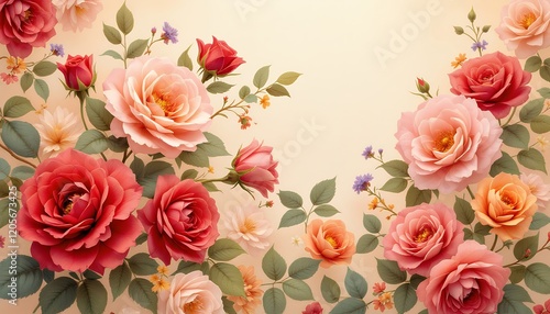 A Stunning Arrangement of Roses in Pastel Hues: A Breathtaking Floral Wallpaper Design