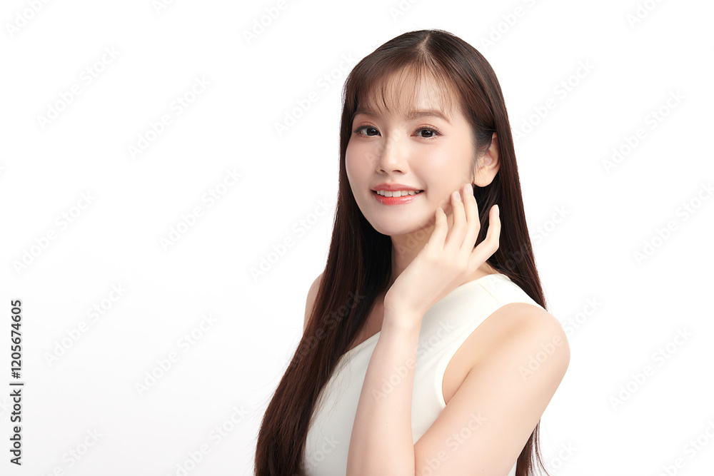 Beautiful young asian woman with clean fresh skin on white background, Face care, Facial treatment, Cosmetology, beauty and spa, Asian women portrait. Beautiful young asian woman with clean fresh skin on white background, Face care, Facial treatment, Cosmetology, beauty and spa, Asian women portrait.