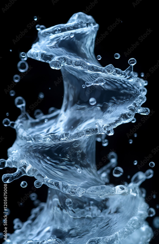 Water tornado spirals upward isolated against dark background. Generative AI Water tornado spirals upward isolated against dark background. Generative AI