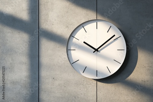 Wallpaper Mural Modern Minimalist Wall Clock on Concrete Background - Clean Design and Shadows in Contemporary Stock Photography Torontodigital.ca
