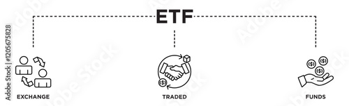 ETF banner web icon vector illustration concept Exchange Traded Funds Stock Market Investment with icon of money, cash flow, trading, transaction, bank, accounting, and growth icons perfect symbol