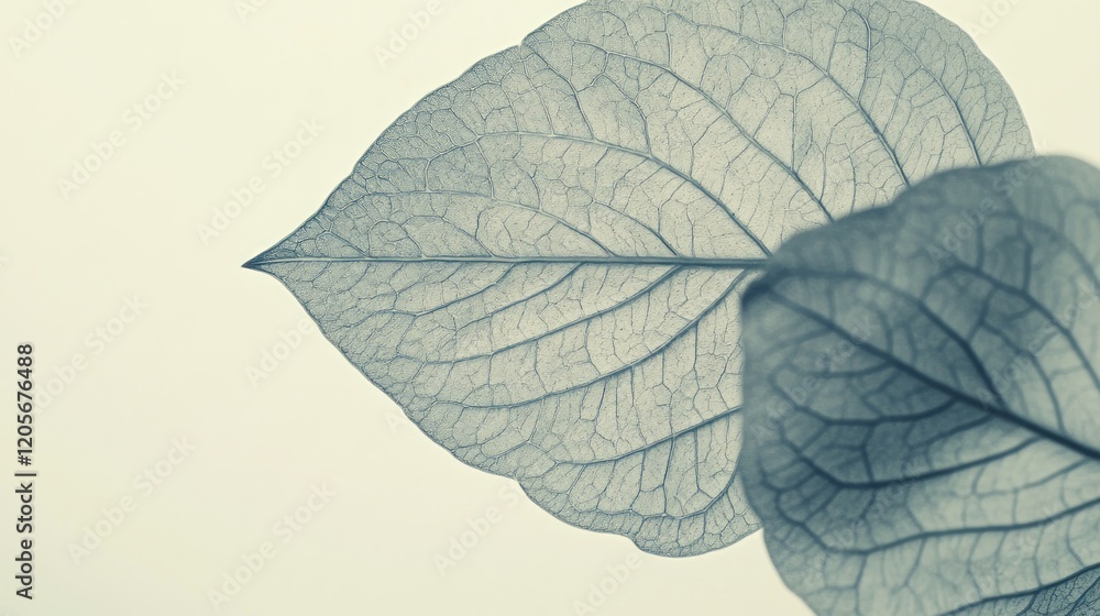 Translucent leaves, close-up, studio, soft background, botanical design Translucent leaves, close-up, studio, soft background, botanical design