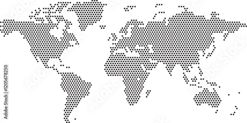 World map of dots, led uppercase English alphabet
