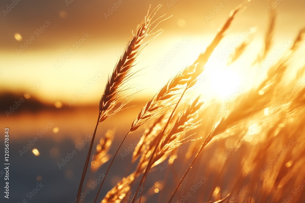 A wheat field swaying gently in the breeze, with the golden stalks glowing under the summer sun A wheat field swaying gently in the breeze, with the golden stalks glowing under the summer sun
