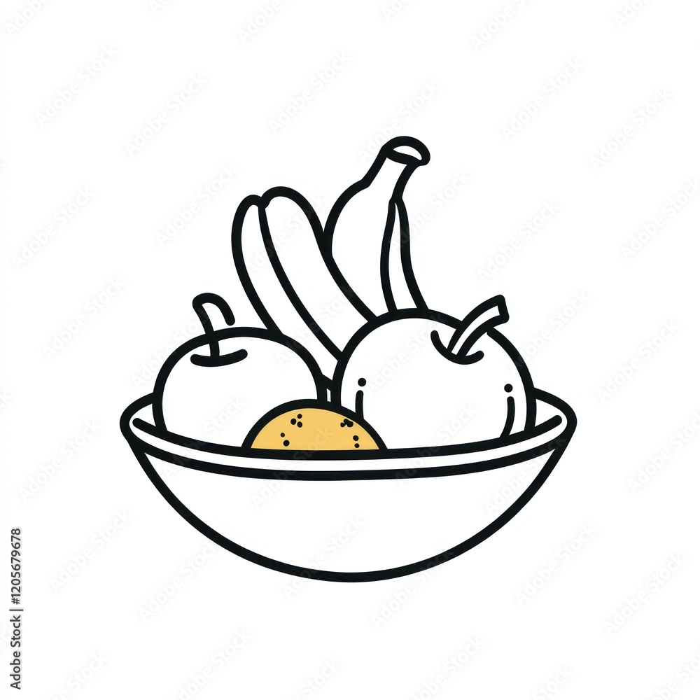 Fruit bowl with apples, bananas, and lemon; healthy eating concept; white background; for websites or recipe books Fruit bowl with apples, bananas, and lemon; healthy eating concept; white background; for websites or recipe books