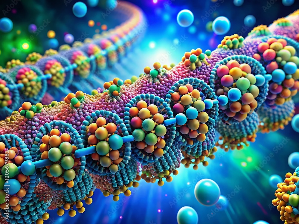 3D Render of Phospholipid Bilayer Cell Membrane Structure 3D Render of Phospholipid Bilayer Cell Membrane Structure