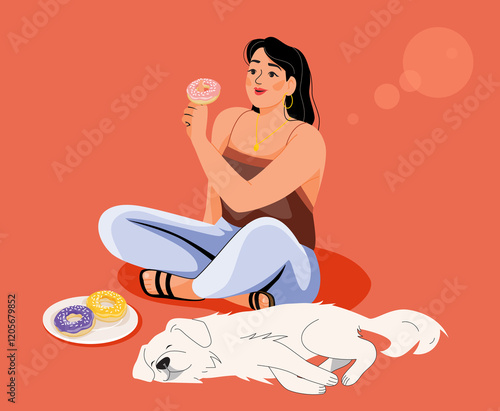 Woman and dog photo