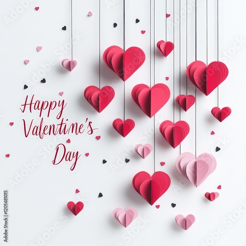 Wallpaper Mural A clean and minimal Valentine’s Day illustration with red and pink hanging hearts, ideal for romantic cards, social media, and festive marketing designs. Torontodigital.ca