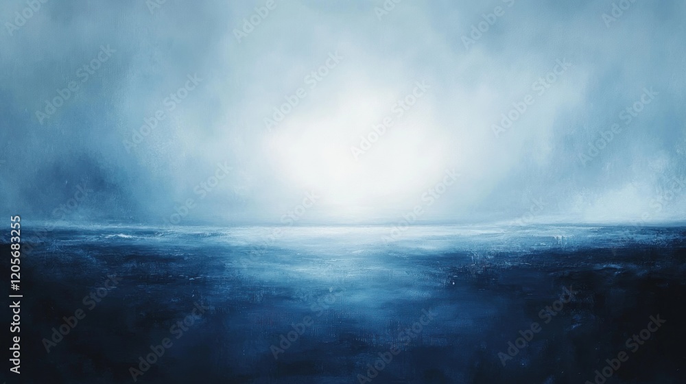 Obraz premium A serene landscape featuring a soft gradient of deep blues fading into icy white creating an abstract atmosphere