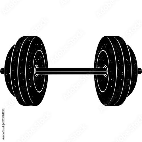  Barbell silhouette on white background