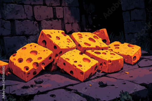 Cheese Woodcut