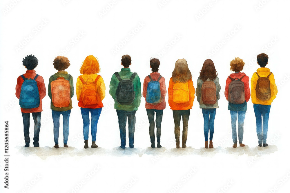 Fototapeta premium Group Of People On White Background