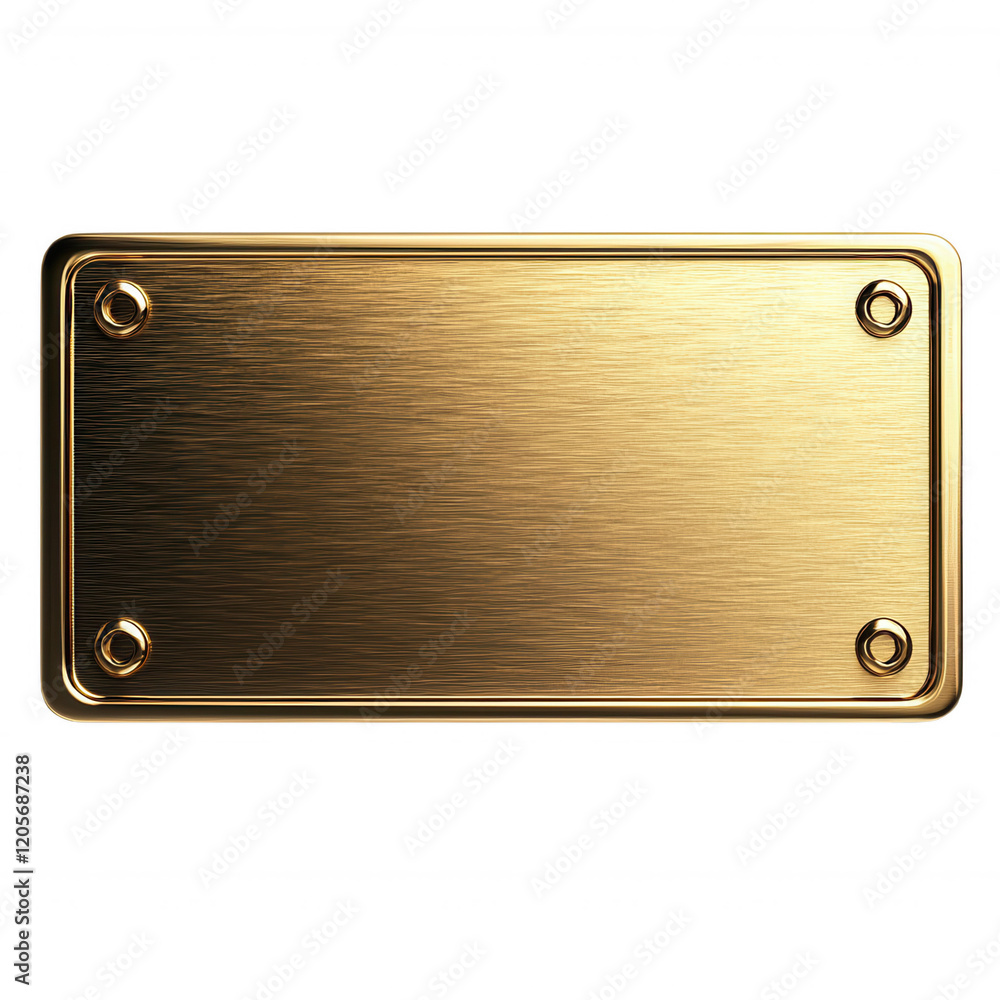 Rectangular gold metal plate isolated on transparent background Rectangular gold metal plate isolated on transparent background