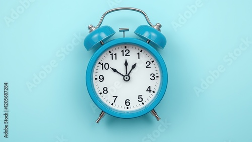 Wallpaper Mural Pastel Blue Alarm Clock Flat Lay - Minimalist Photo Torontodigital.ca