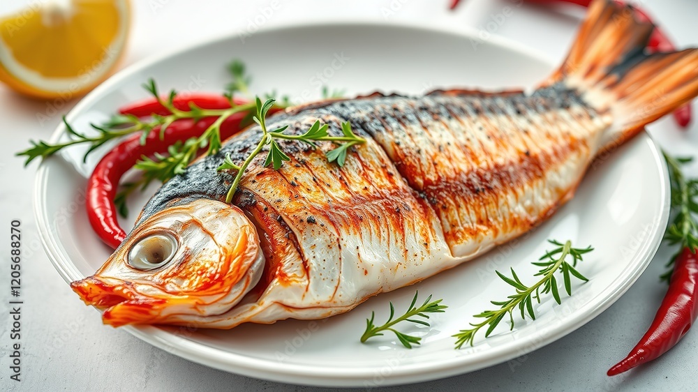 Red Mullet with Marjoram and Chili Peppers - Delicious Seafood Dish Red Mullet with Marjoram and Chili Peppers - Delicious Seafood Dish