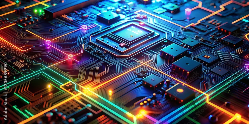 Abstract Futuristic Circuit Board Technology Background - Digital Data Network Abstract Futuristic Circuit Board Technology Background - Digital Data Network