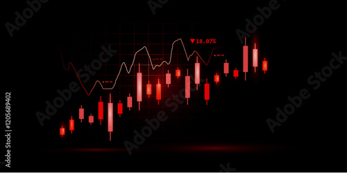 Stock market graph forex finance background in red chart