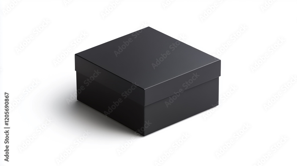 black gift box isometric view isolated on white background cutout. black gift box isometric view isolated on white background cutout.