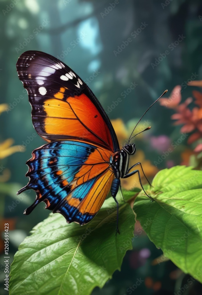 A colorful butterfly on a leaf with a unique shape , nature, colors, insects A colorful butterfly on a leaf with a unique shape , nature, colors, insects