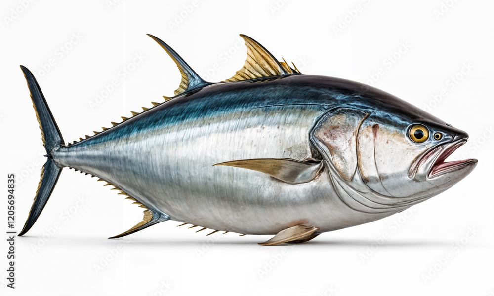 A fresh whole tuna, known for its rich flavor and nutritional value, often used in a variety of seafood dishes and prized in the culinary world. A fresh whole tuna, known for its rich flavor and nutritional value, often used in a variety of seafood dishes and prized in the culinary world.