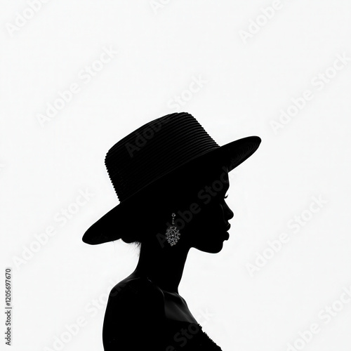 Outdoor portrait elegant woman's silhouette