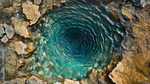 Mesmerizing multidimensional circular whirlpool natural pool giga pixel imagery aerial view nature's enigma
