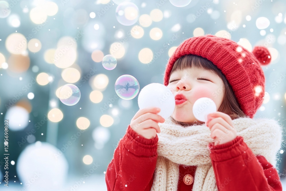 A flat vector depiction of a young child blowing bubbles, with soft, round shapes representing the bubbles floating on a light blue background A flat vector depiction of a young child blowing bubbles, with soft, round shapes representing the bubbles floating on a light blue background