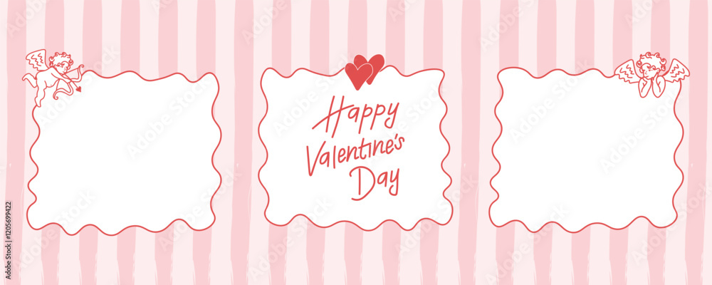 Set of banners for Valentine's Day. Cute angel designs for posters or postcards. Creative background Set of banners for Valentine's Day. Cute angel designs for posters or postcards. Creative background