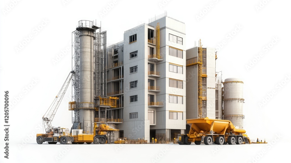 Obraz premium A construction site featuring a partially built multi-story concrete structure with exposed floors