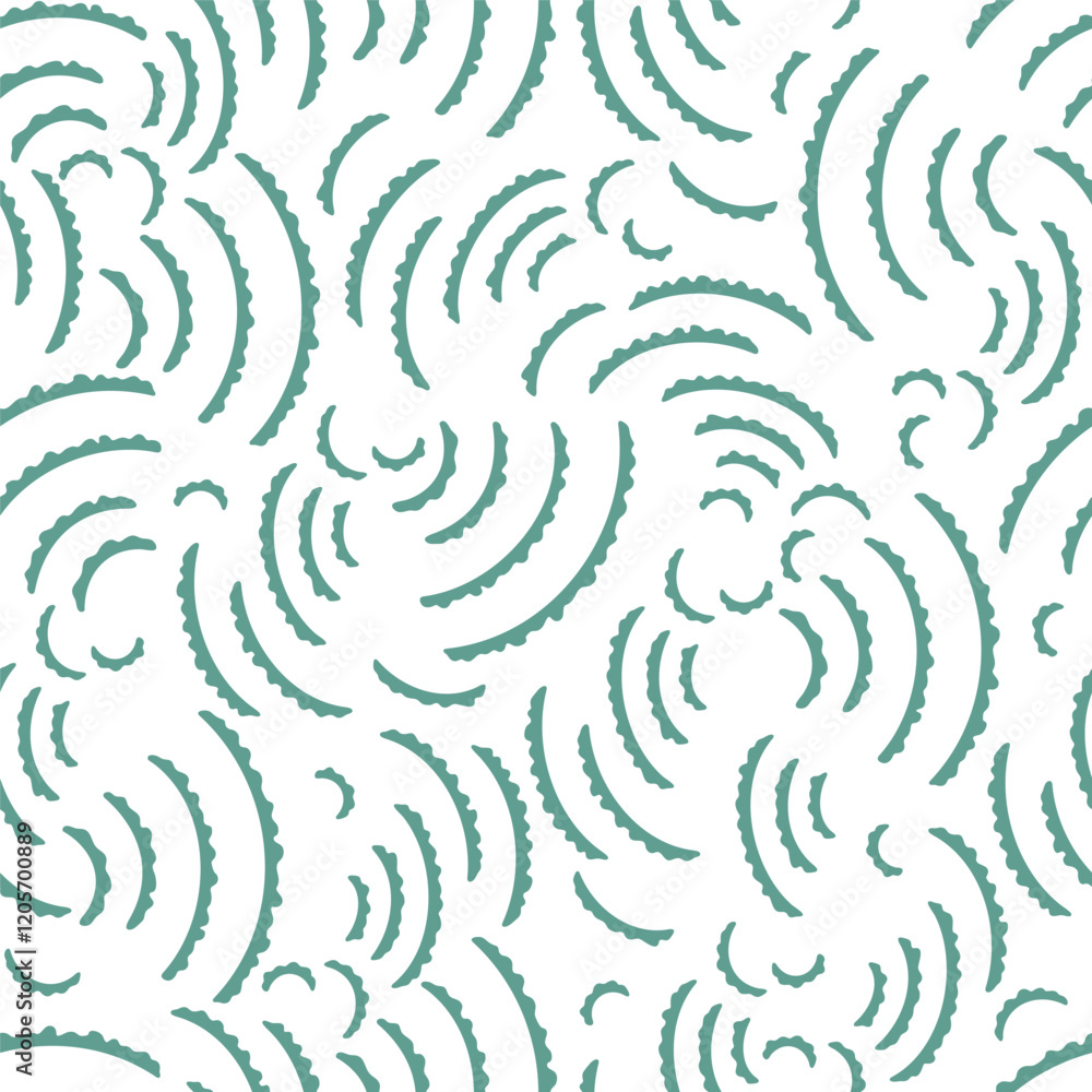 Seamless pattern with curved, scalloped shapes resembling ripples or crescents. Seamless pattern with curved, scalloped shapes resembling ripples or crescents.