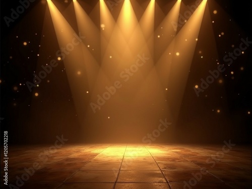 Wallpaper Mural Podium with golden light lamps background with rays and sparks Torontodigital.ca