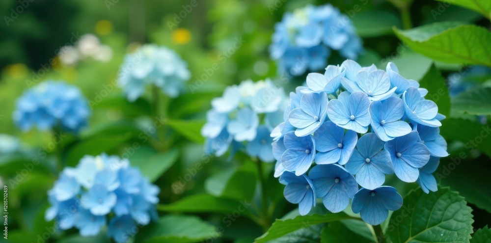 majestic pale blue hydrangeas in full bloom amidst lush greenery, nature, garden majestic pale blue hydrangeas in full bloom amidst lush greenery, nature, garden
