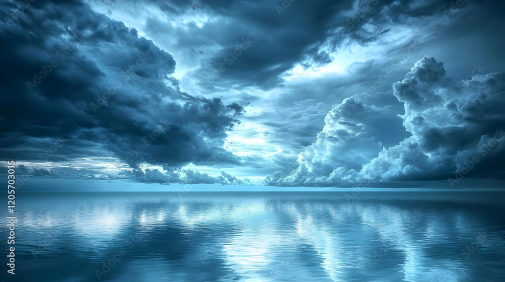 Obraz premium Dramatic Sky and Serene Ocean Reflections at Twilight