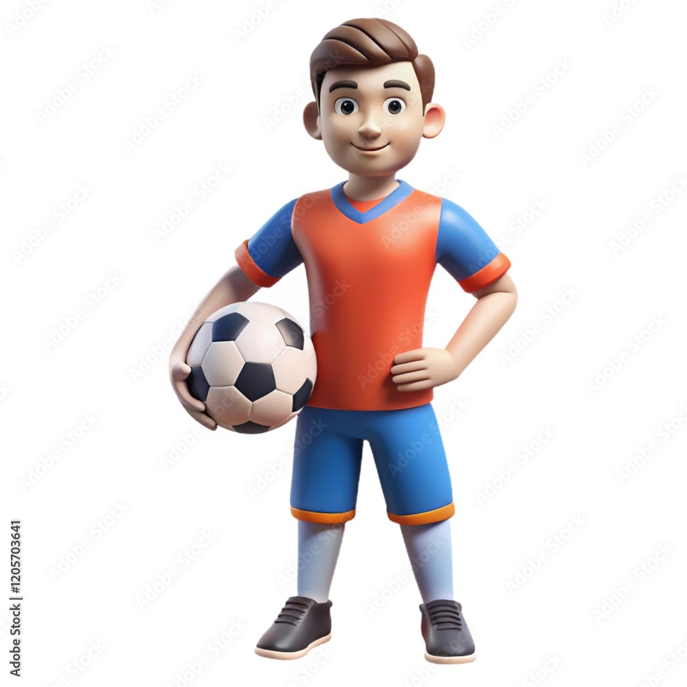 3D Man Soccer Player with Ball on White Background 3D Man Soccer Player with Ball on White Background