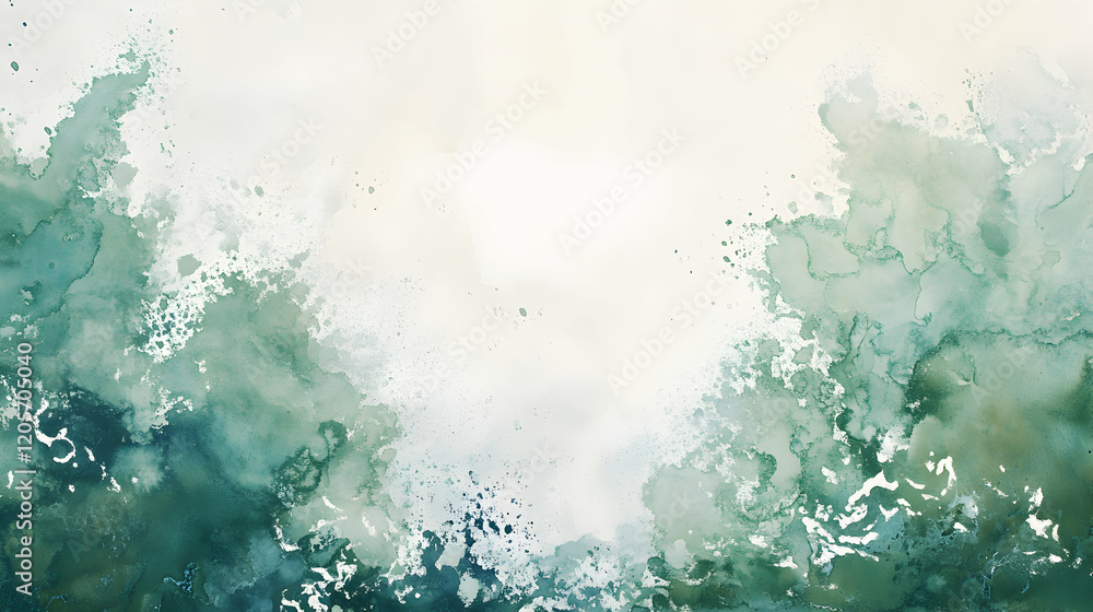 Obraz premium Abstract Green Watercolor Background with Soft Textures and Hues
