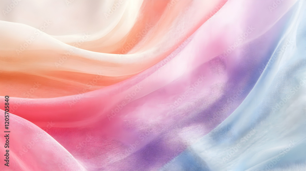 Obraz premium Soft Flowing Fabrics in Gradient Colors of Pink, Orange and Blue
