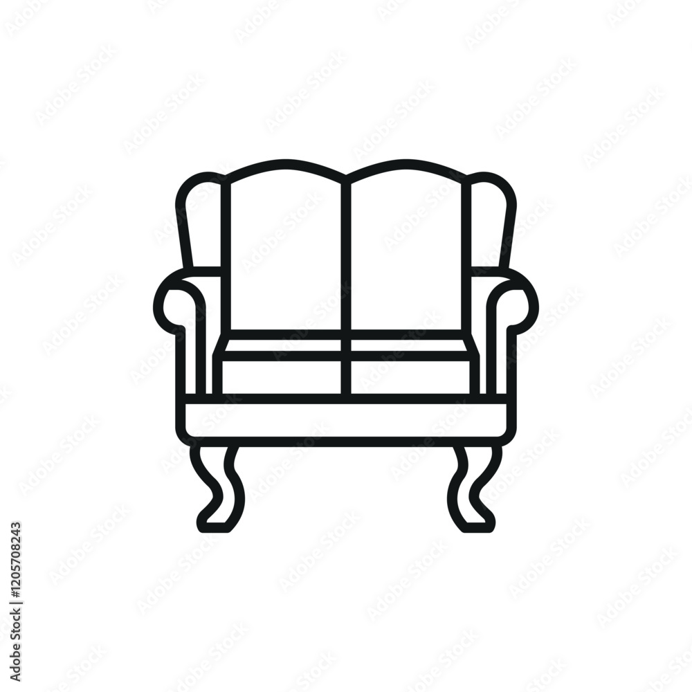 Fototapeta premium Sofa icon featuring a classic and elegant design, ideal for adding sophistication to luxury, vintage, or high-end furniture-themed projects