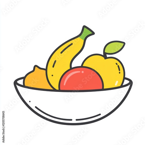 Colorful fruit bowl; apple, banana, orange; healthy eating;  website design photo