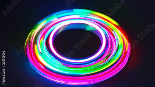 Colorful light swirl creating a vibrant circular pattern
