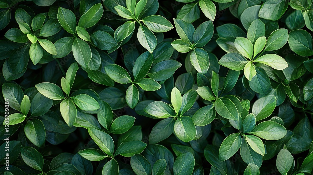 Lush green leaves create a vibrant pattern in a close-up view of a natural landscape Lush green leaves create a vibrant pattern in a close-up view of a natural landscape
