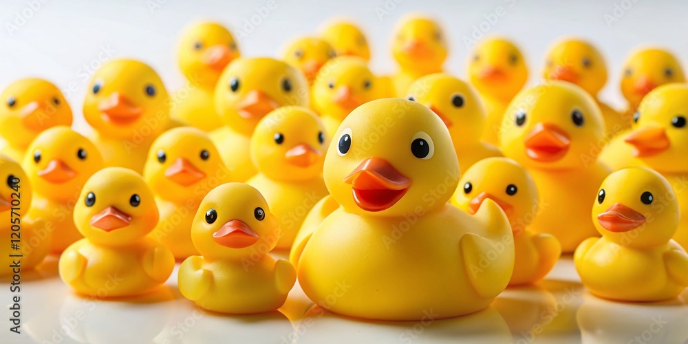 Adorable Yellow Rubber Ducklings Collection: A Documentary Photography Set of Playful Bath Toys Adorable Yellow Rubber Ducklings Collection: A Documentary Photography Set of Playful Bath Toys