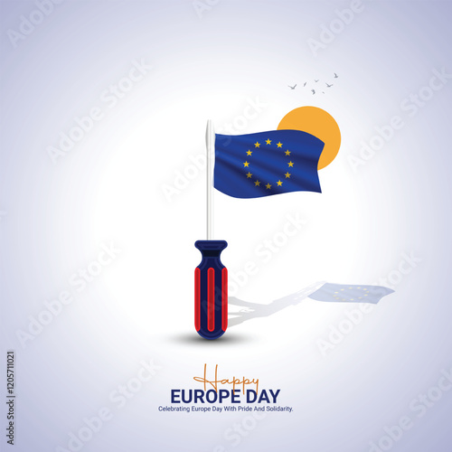 Happy Europe day creative design for social media post