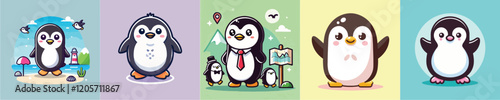 Collection of cute penguin vectors