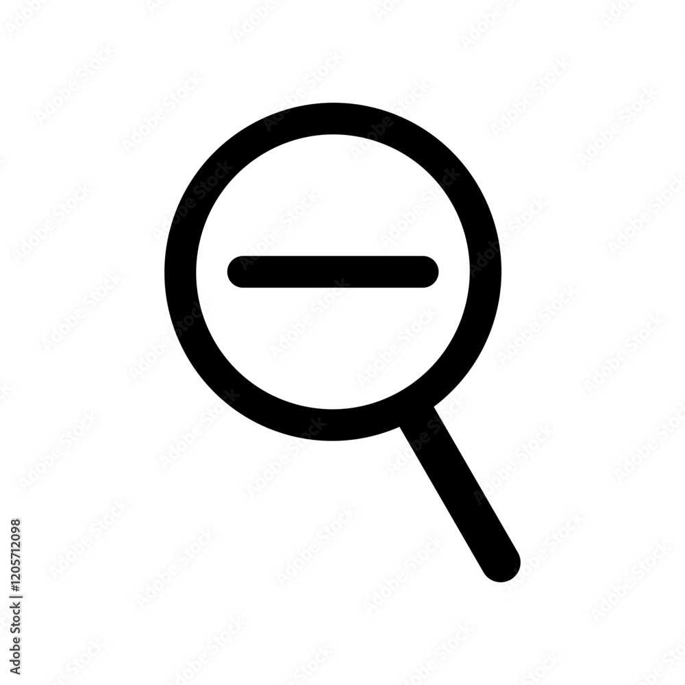 A zoom out or minus lens vector icon found on elements of a website or mobile app, the symbol reduces the design outline. A zoom out or minus lens vector icon found on elements of a website or mobile app, the symbol reduces the design outline.