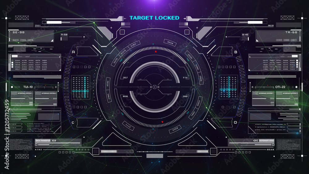 HUD aerial view explorer flying and tracking security system technology illustration. Drone head up futuristic display concept. HUD aerial view explorer flying and tracking security system technology illustration. Drone head up futuristic display concept.